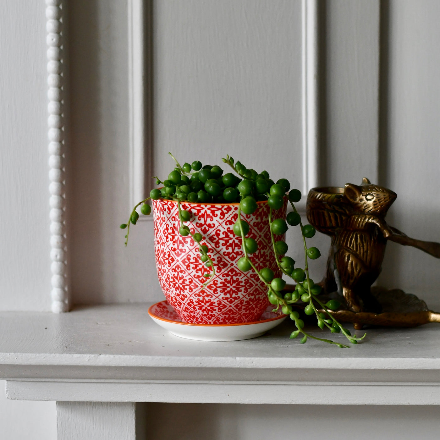 Blockley Diamonds Porcelain Pot And Saucer Set With Drainage