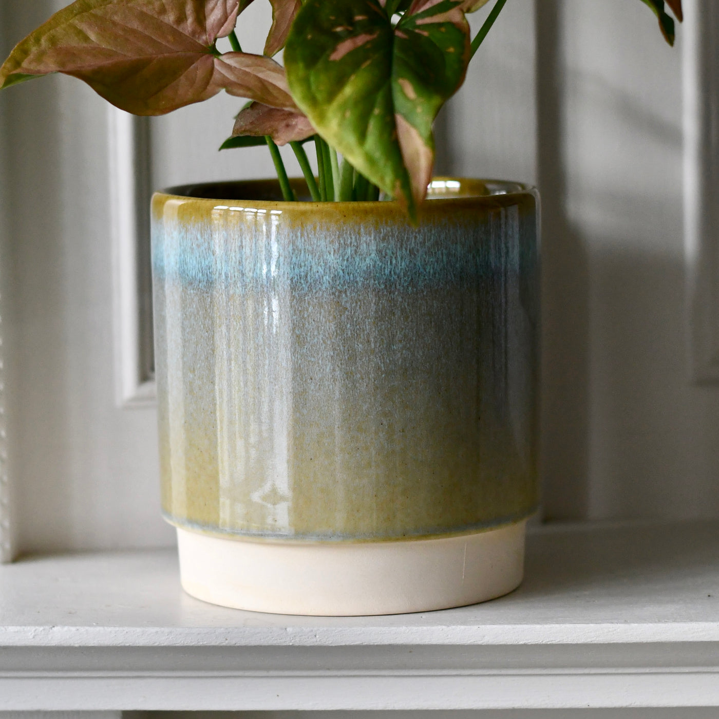 Two-Tone Blue Contemporary Aqua 14cm Indoor Plant Pot | Stylish Indoor Planters for Houseplants